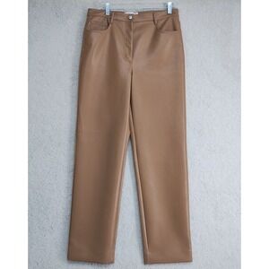 Wilfred The Melina Pants Womens 10 Tan Straight Leg High Rise Leather Look